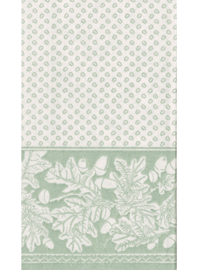 Oak Leaves & Acorns Sage Green/Ivory Airlaid Guest Towel - 12 Per Package
