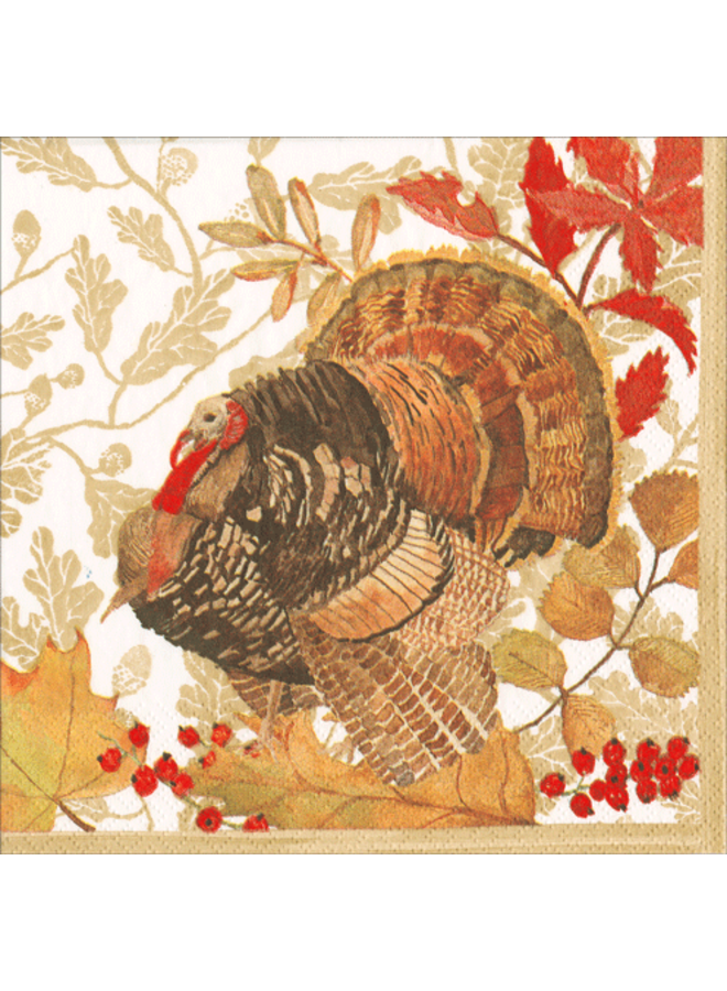 Woodland Turkey Paper Cocktail Napkins - 20 Per Package