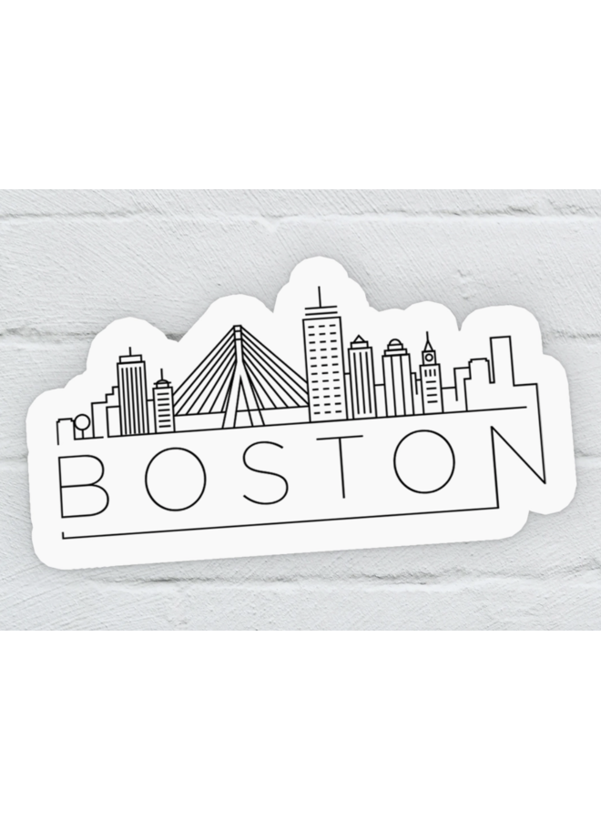 Black and White Boston Skyline Sticker