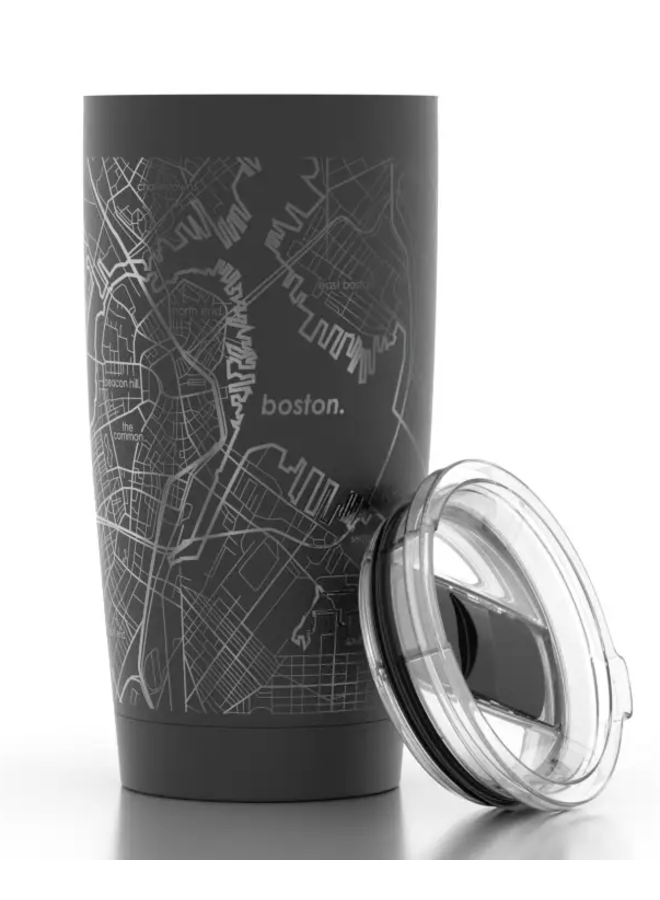 Boston MA Map 20 oz Insulated Pint Tumbler