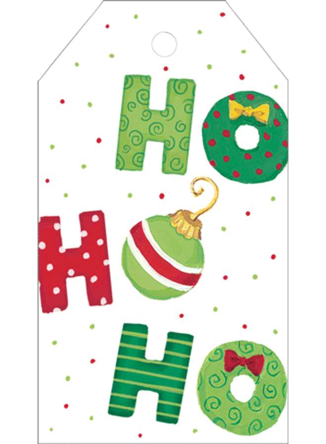 Ho Ho Ho Gift Hang Tags in Gold Foil - 4 Per Package