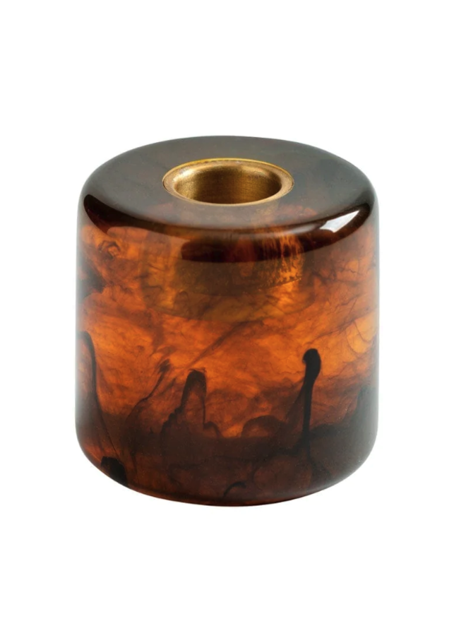 Cylinder Resin Candleholder in Tortoiseshell - 1 Each