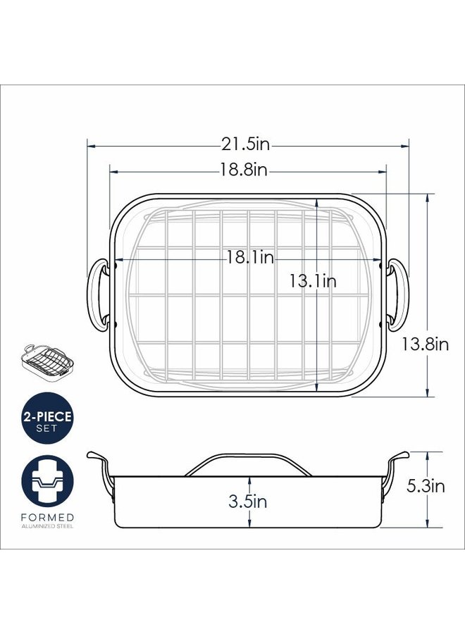 Extra Large Copper Roasting Pan with Rack