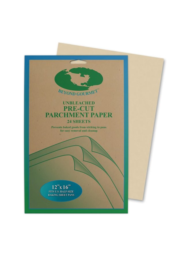 Beyond Gourmet Baking Unbleached Pre-Cut Parchment Paper Sheets, Set of 24