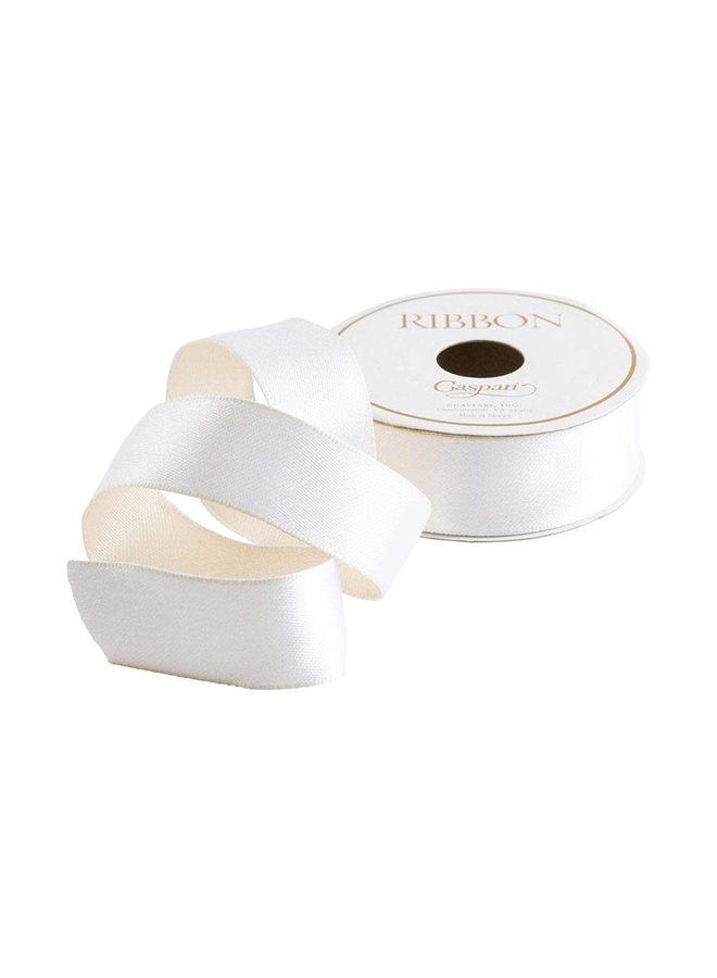 White & Ivory Reversible Satin Wired Ribbon - 10 Yard Spool