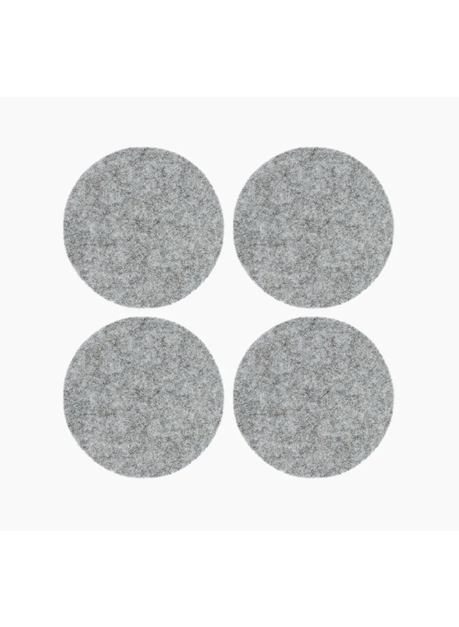 Bierfilzl Merino Wool Felt Round Coaster Solid 4 Pack - Granite