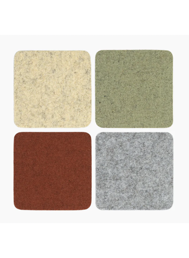 Bierfilzl Merino Wool Felt Square Coaster Multi 4 Pack - Ikebana