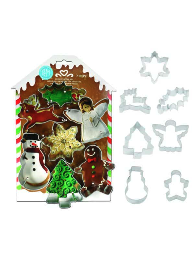 Christmas Cookie Cutters 7 PC Set on G/B House Card