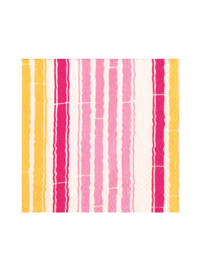 Bamboo Stripe Paper Cocktail Napkins in Fuchsia & Pink - 20 Per Pack