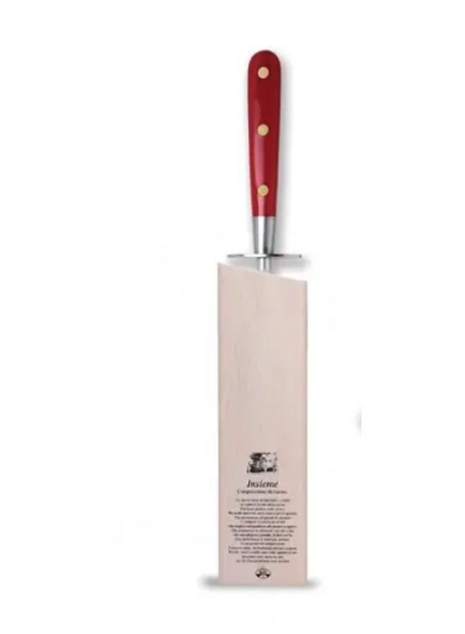 Insieme Sharpening Steel 8" Red Lucite Handle w/Magnetized Wood Block