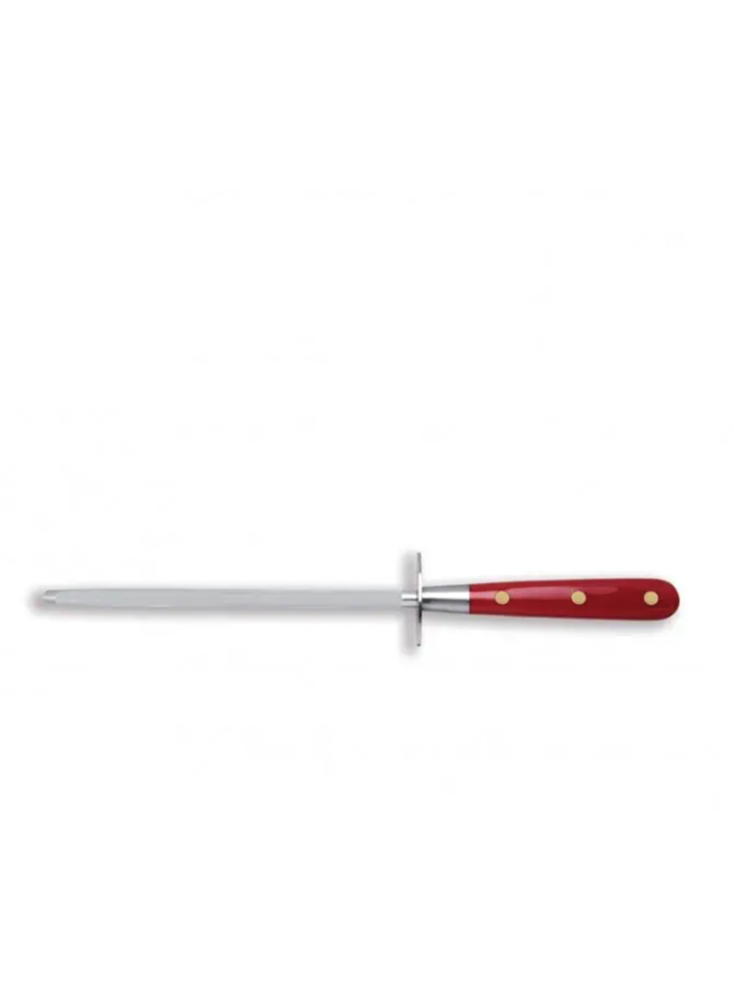 Insieme Sharpening Steel 8" Red Lucite Handle w/Magnetized Wood Block