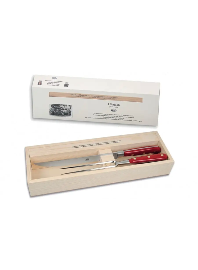 Carving Set Red Lucite Handles