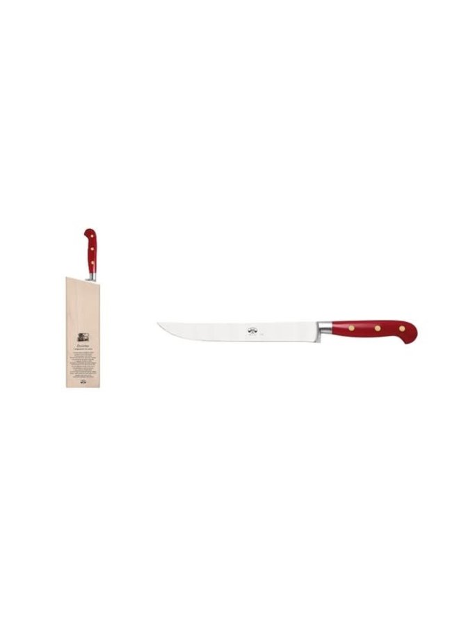 Insieme Carving Knife 9" Red Lucite Handle w/Magnetized Wood Block