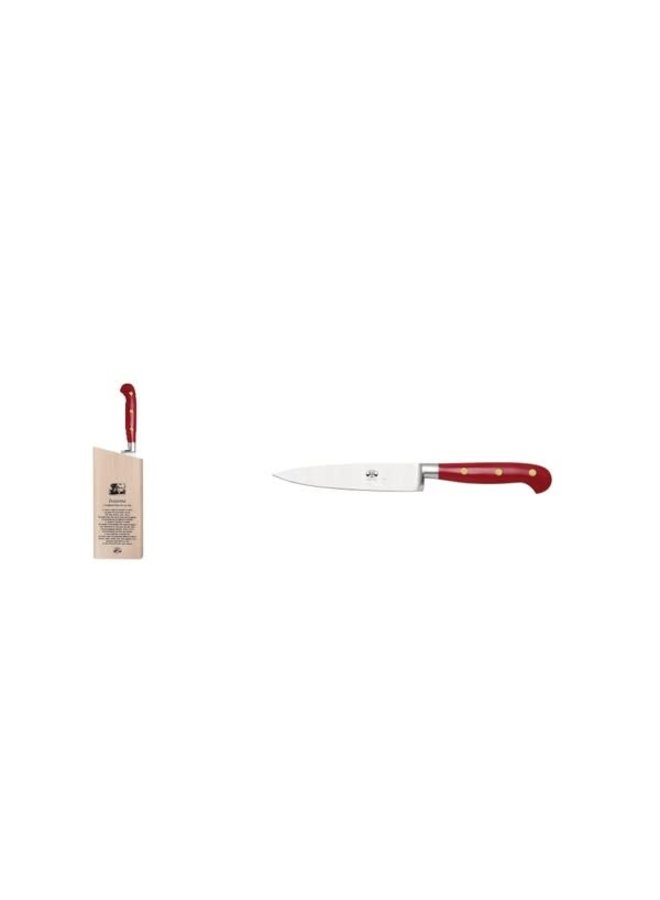 Insieme Utility Knife 6" Red Lucite Handle w/Magnetized Wood Block
