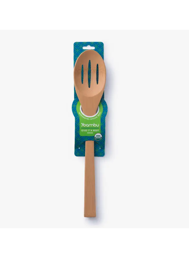 'Give It a Rest' Bamboo Slotted Spoon