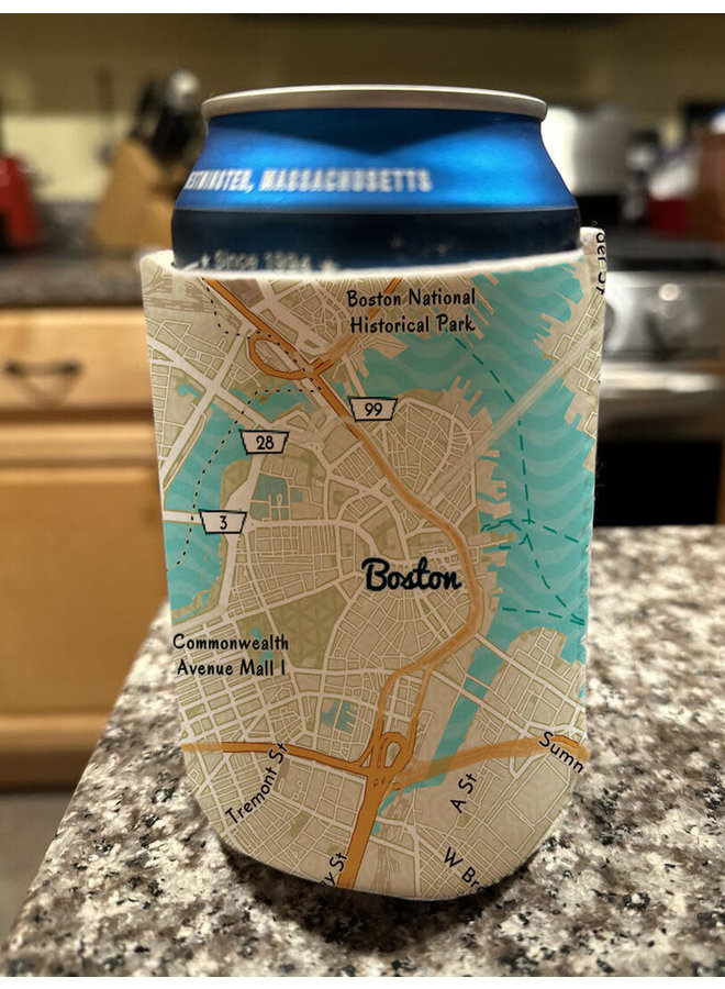 Neoprene Koosie Boston Wave Map