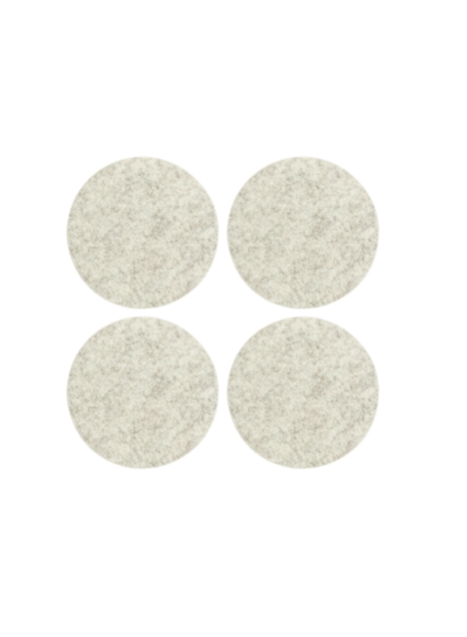 Bierfilzl Merino Wool Felt Round Coaster Solid 4 Pack - Heather White