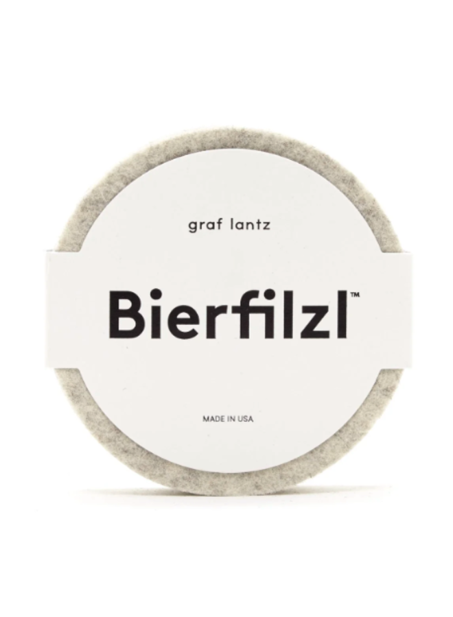 Bierfilzl Merino Wool Felt Round Coaster Solid 4 Pack - Heather White