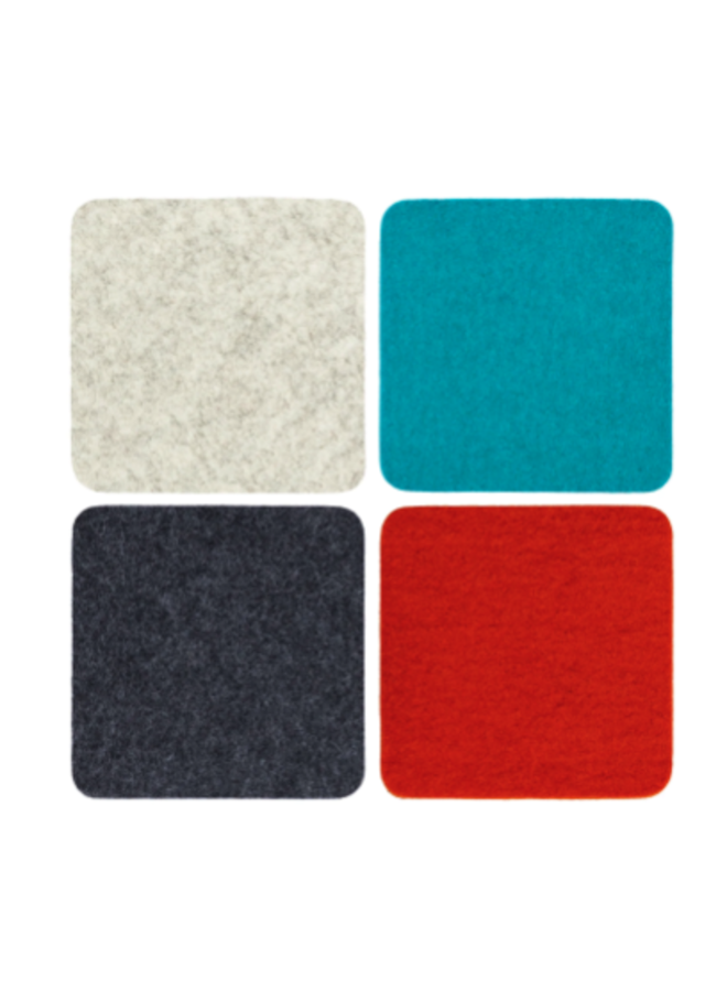 Bierfilzl Merino Wool Felt Square Coaster Multi 4 Pack - Midcentury