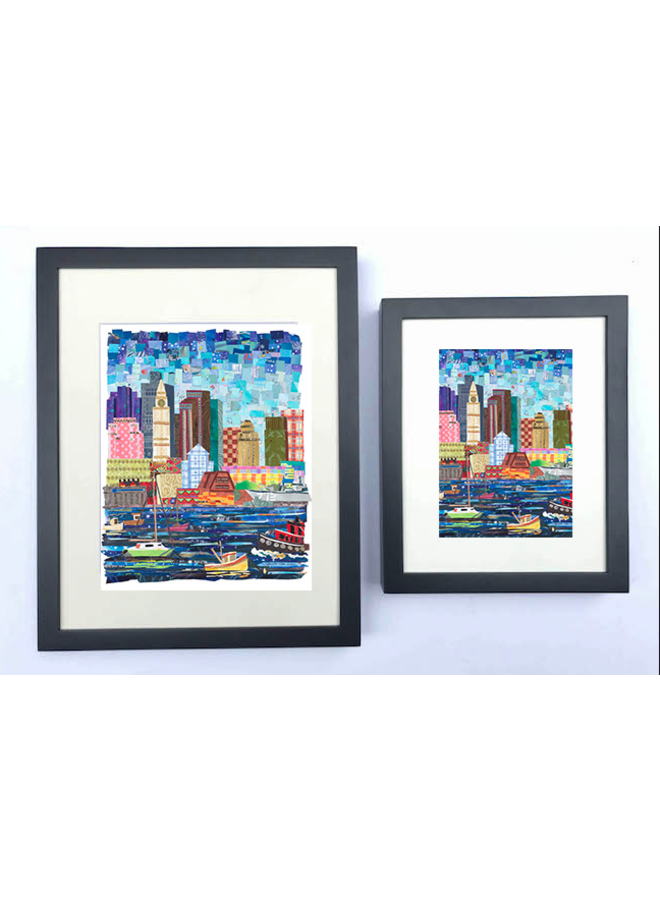 Boston Harbor Black Framed 5x7 Print