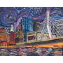 Starry Night over the Zakim Bridge 8x10 Black Framed Print