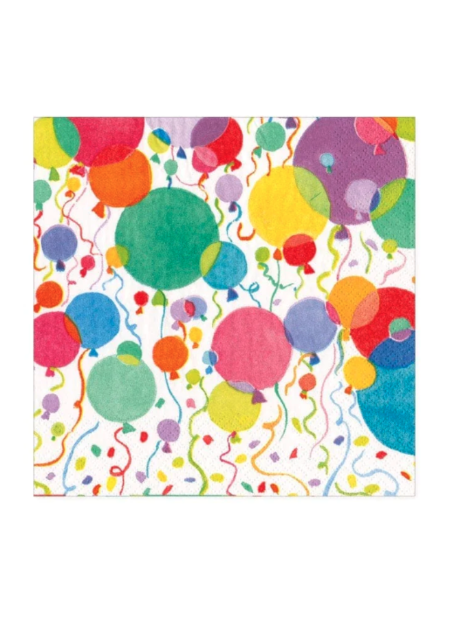 Balloons and Confetti Paper Cocktail Napkins in White - 20 Per Package