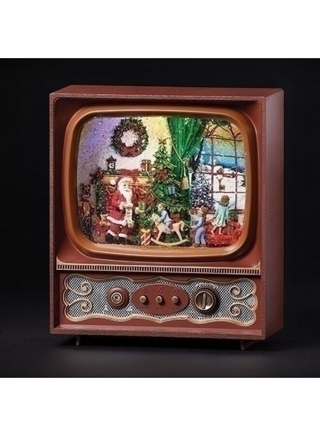 9.7"H LED Musical Swirl TV with Santa and Kids