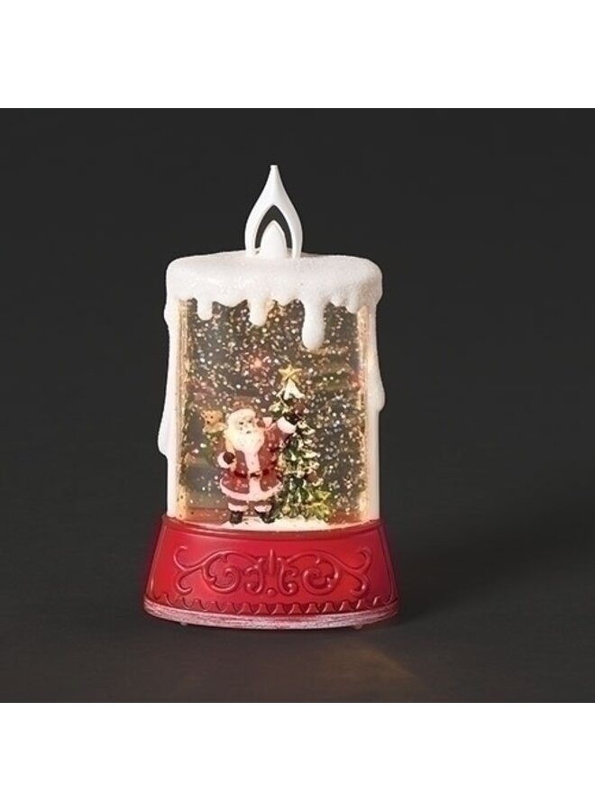5.7"H LED Glittering Candle with Santa