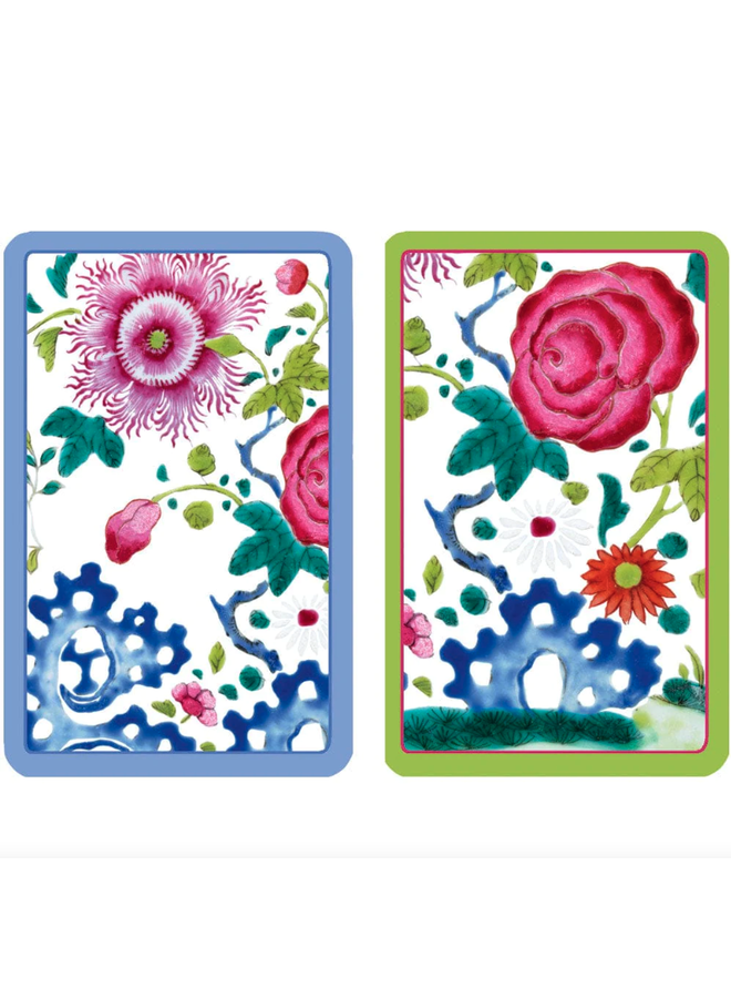 Floral Porcelain Large Type Playing Cards - 2 Decks Included