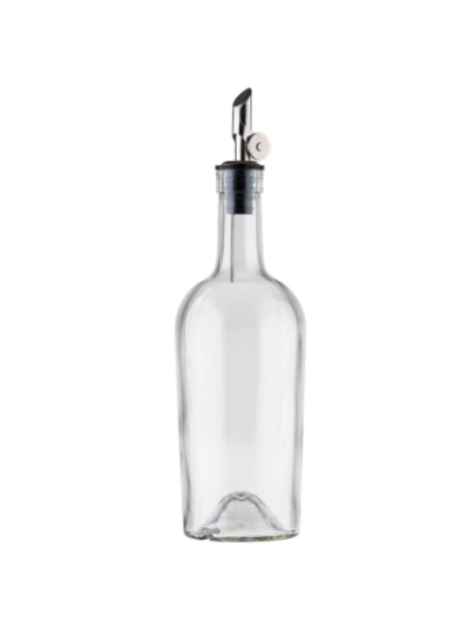 17.5oz Clear Glass Oil and Vinegar Bottle with Weighted Stainless Steel Pourer