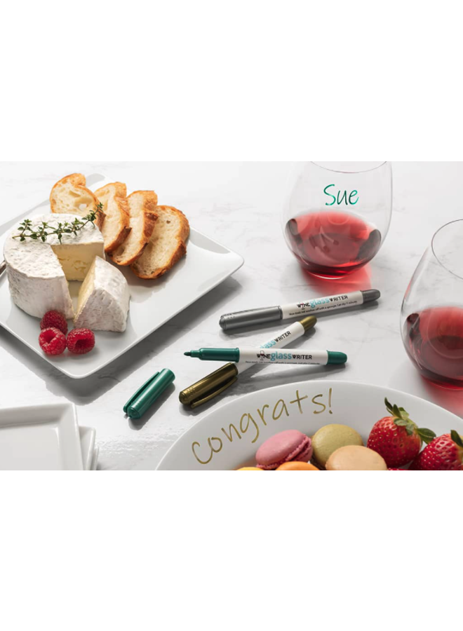 Wine Glass Writer Pens Metallic Set of 3