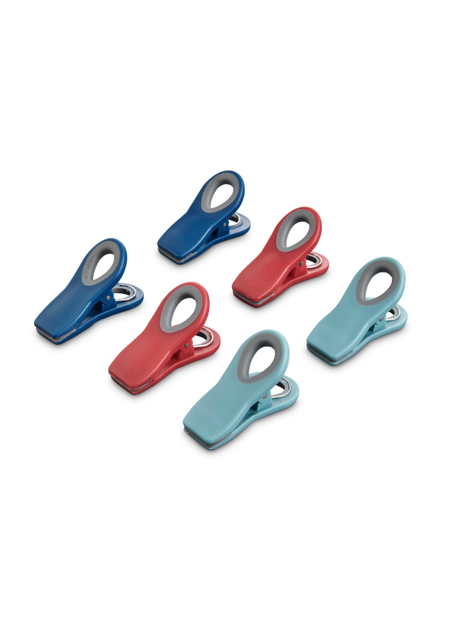 Magnetic Clips Turquoise, Red & Navy, Set of 6