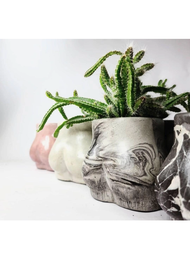 Geoform Design Concrete Lady Booty Pot Black and White Marbled