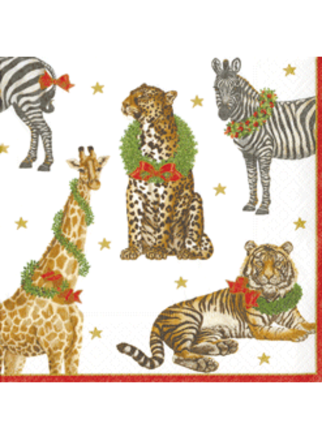 Wild Christmas Ivory Cocktail Napkins - 20 Per Package