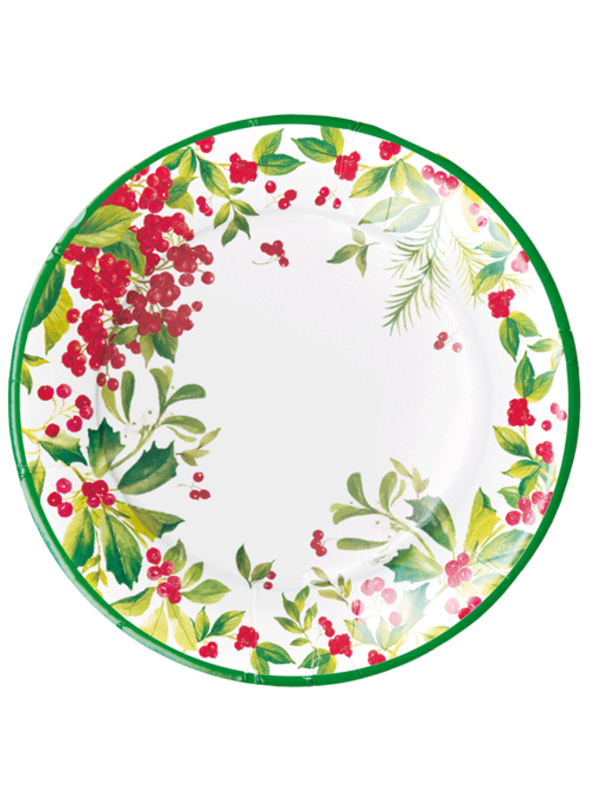 Holly Chintz White Paper Dinner Plates - 8 Per Package