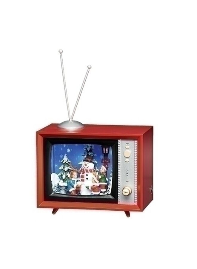 5" Musical LED Red TV Kids w/Snowman Snowfall