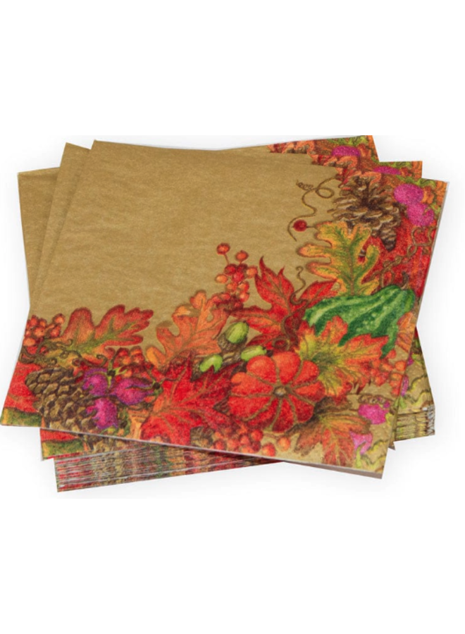 Harvest Garland Gold Cocktail Napkins - 20 Per Package