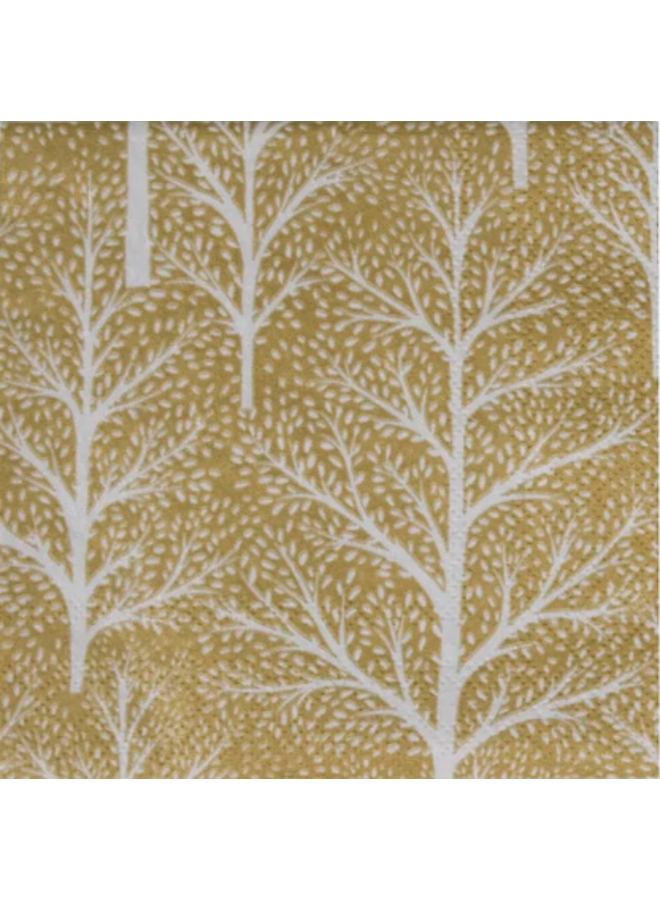 Winter Trees Gold and White Cocktail Napkins - 20 Per Package