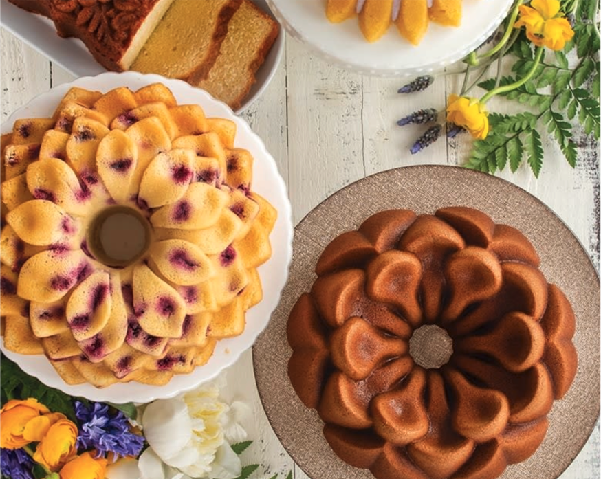 Cake made using NordicWare Magnolia 10-Cup Bundt Pan