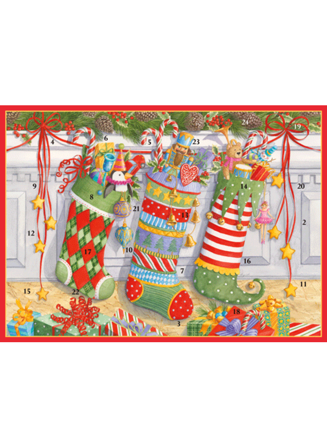 Stockings Advent Calendar Greeting Card - 1 Card & 1 Envelope