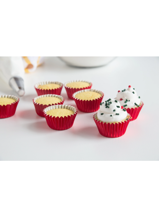 Mini Red Foil Disposable Bake Cups, 48 Count