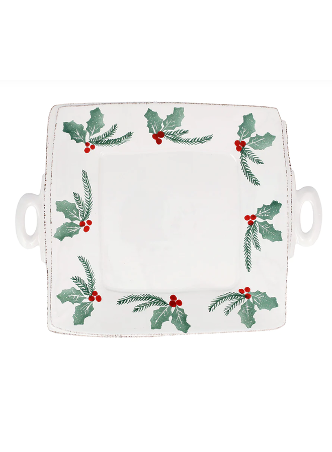 Lastra Evergreen Handled Square Platter