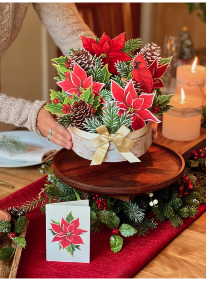 Birch Poinsettia Pop-Up Greeting Card