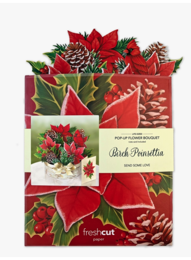 Birch Poinsettia Pop-Up Greeting Card
