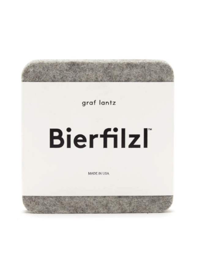Bierfilzl Merino Wool Square Coaster Solid 4 Pack - Heather White