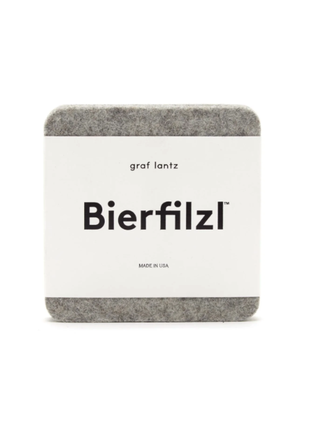 Bierfilzl Merino Wool Felt Square Coaster Solid 4 Pack - Granite