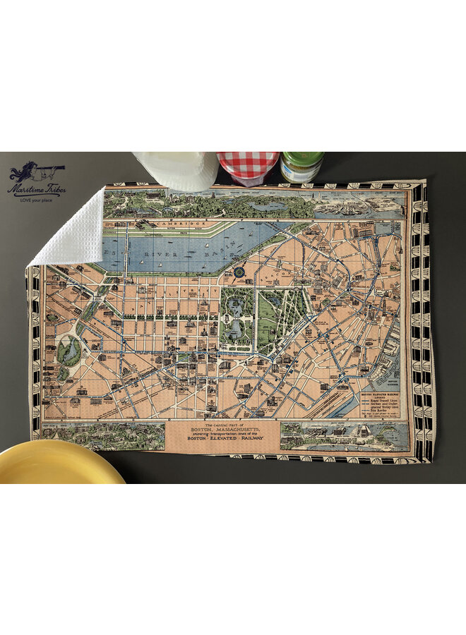 Pictoral Boston Map Hand Towel 16" x 24"