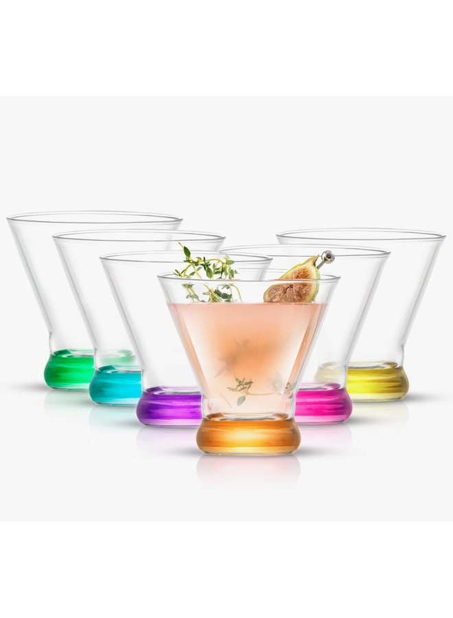 Hue Colored Stemless Martini Glasses Set of 6