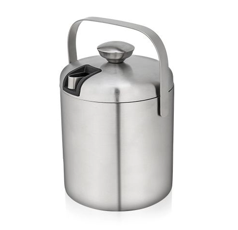 Stainless Steel Ice Bucket with Lid & Tongs – Shimmer Black