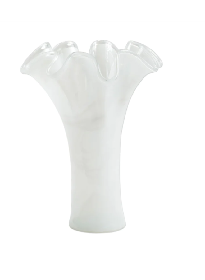 Onda Glass White Short Vase